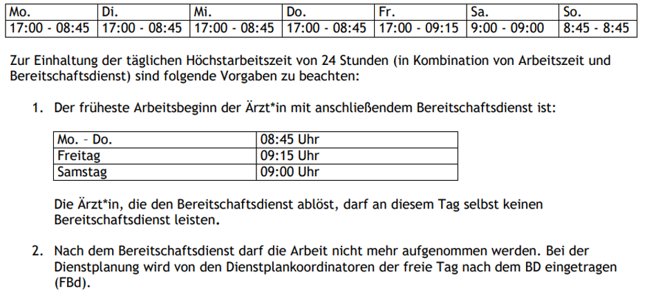 Bereitschaftsdienste